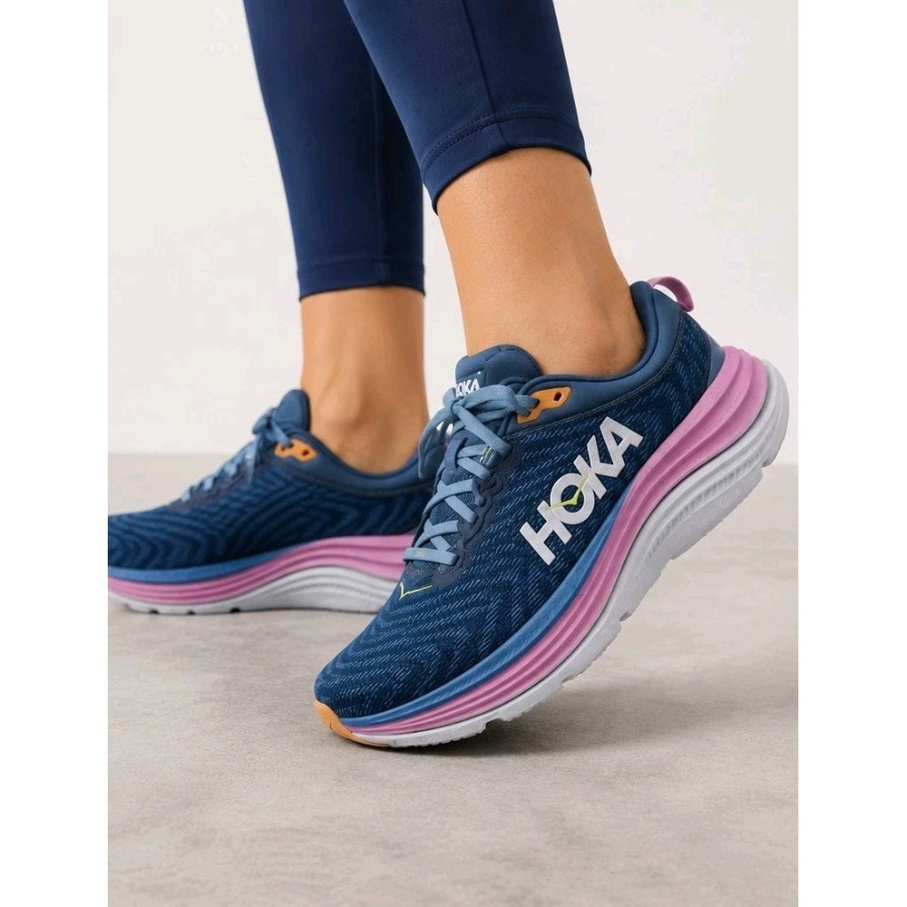 Hoka Gaviota 5 Womens Running Shoes Blue Graphite Rose Quartz Stability Sneakers